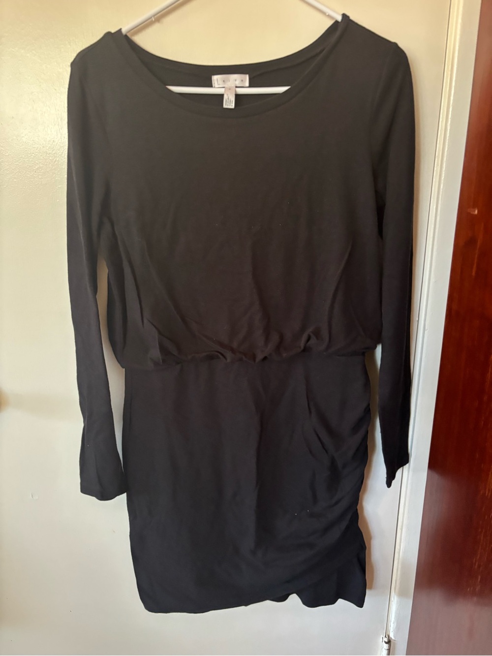 Nordstrom Leith Black Long Sleeve Cotton cocktail dress